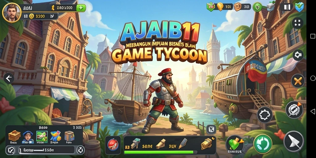 Tampilan gameplay menarik dari AJAIB11 yang menantang pemain menjadi pengusaha.